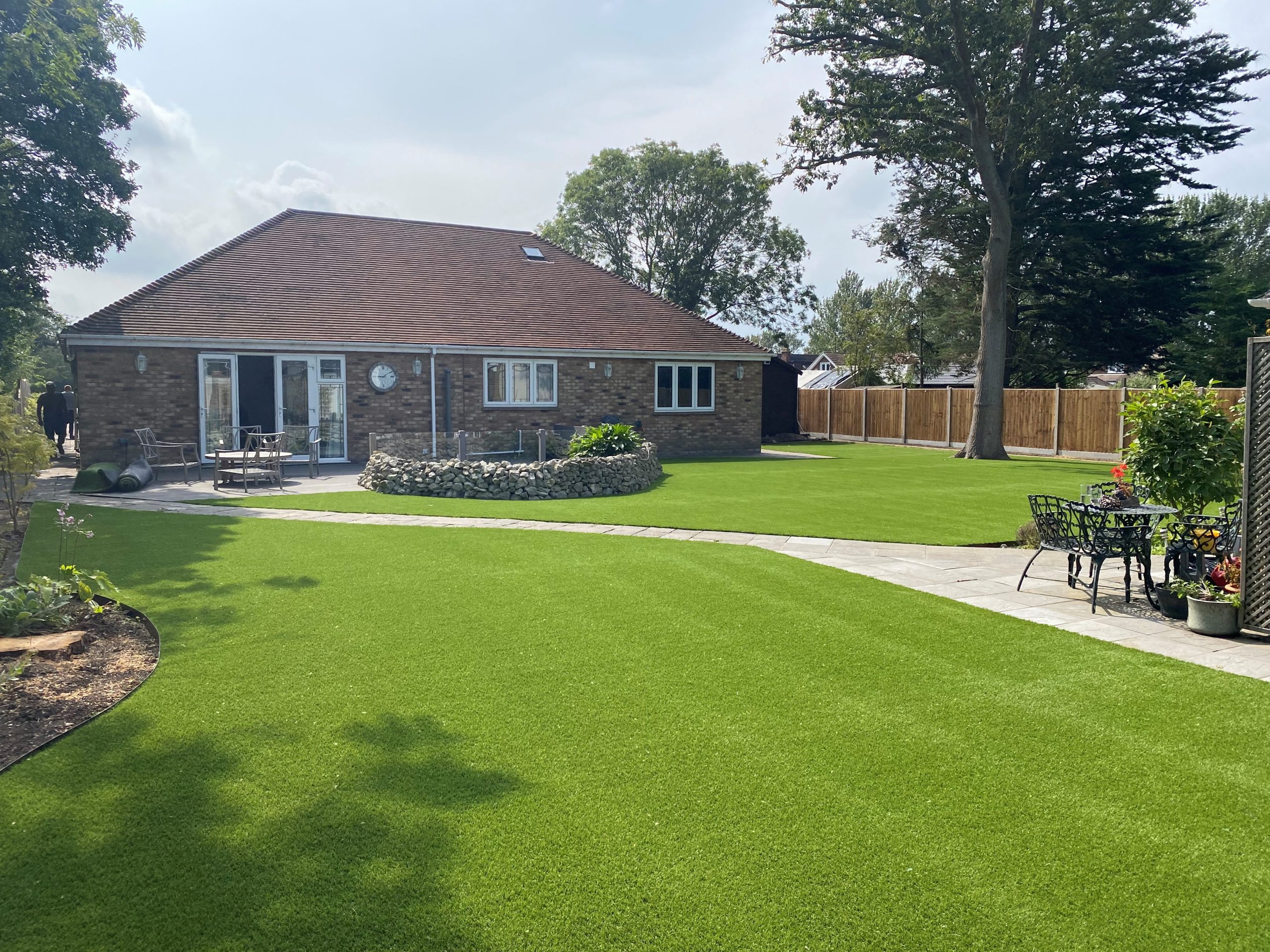 Premium artificial lawn installed in garden