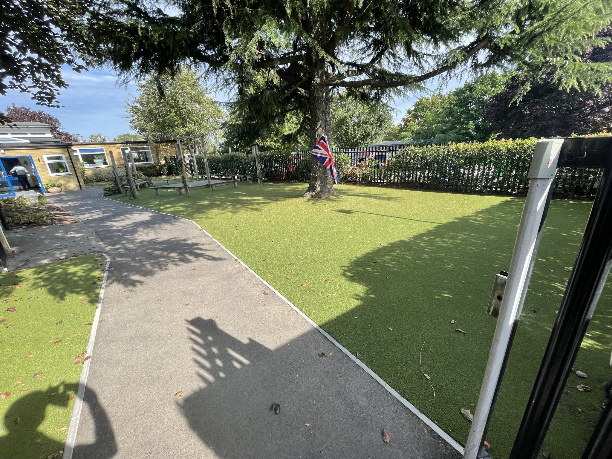 Artificial grass for school installed